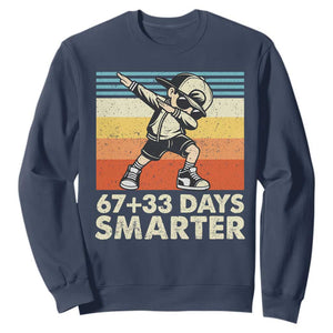 100 Days Smarter Sweatshirt Funny 67 33 Six Seven Math Teacher Kids 100th Day TS10 Navy Print Your Wear