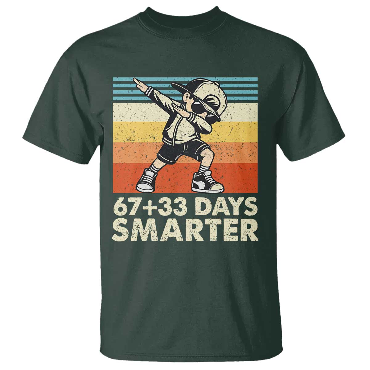100 Days Smarter T Shirt Funny 67 33 Six Seven Math Teacher Kids 100th Day TS10 Dark Forest Green Print Your Wear