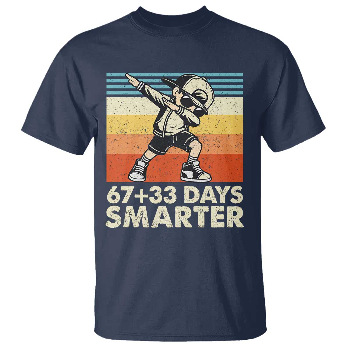 100 Days Smarter T Shirt Funny 67 33 Six Seven Math Teacher Kids 100th Day TS10 Navy Print Your Wear