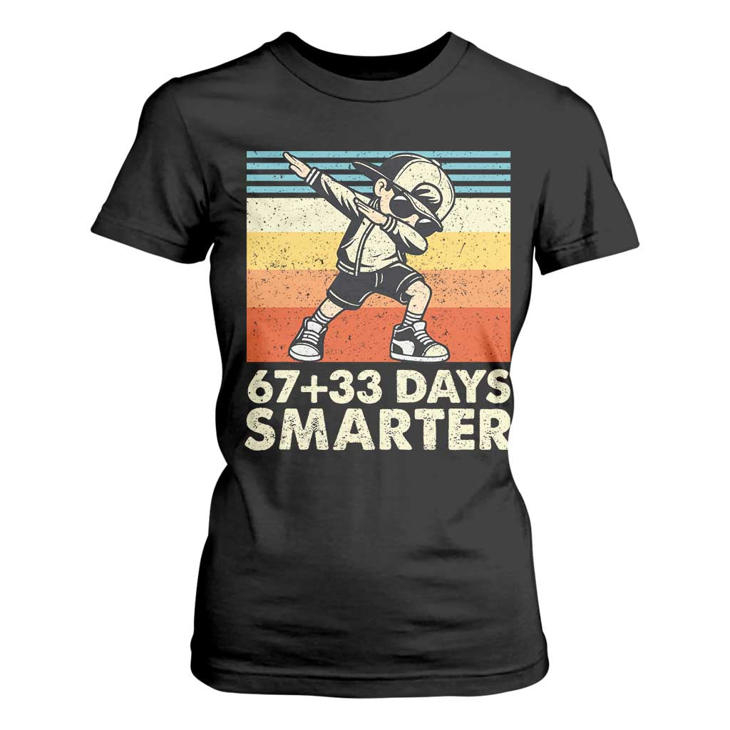 100 Days Smarter T Shirt For Women Funny 67 33 Six Seven Math Teacher Kids 100th Day TS10 Black Print Your Wear