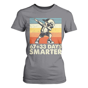 100 Days Smarter T Shirt For Women Funny 67 33 Six Seven Math Teacher Kids 100th Day TS10 Charcoal Print Your Wear