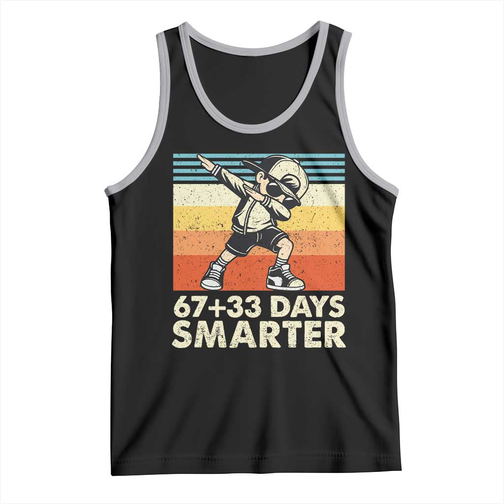 100 Days Smarter Tank Top Funny 67 33 Six Seven Math Teacher Kids 100th Day TS10 Black Athletic Heather Print Your Wear