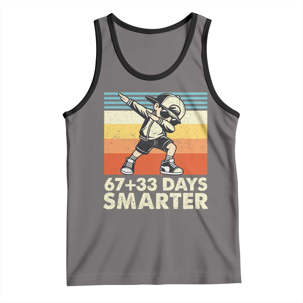 100 Days Smarter Tank Top Funny 67 33 Six Seven Math Teacher Kids 100th Day TS10 Deep Heather Black Print Your Wear