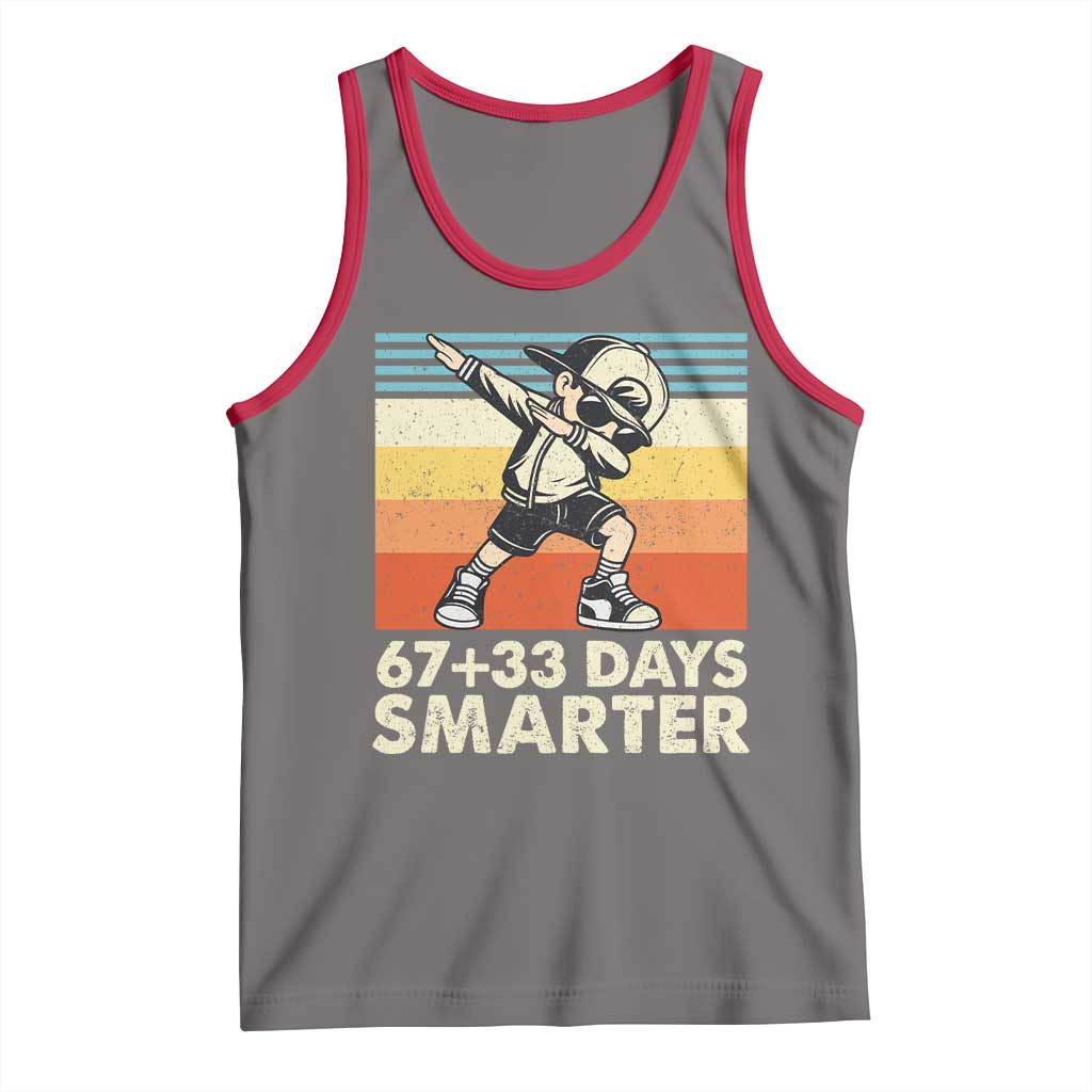 100 Days Smarter Tank Top Funny 67 33 Six Seven Math Teacher Kids 100th Day TS10 Deep Heather Red Print Your Wear