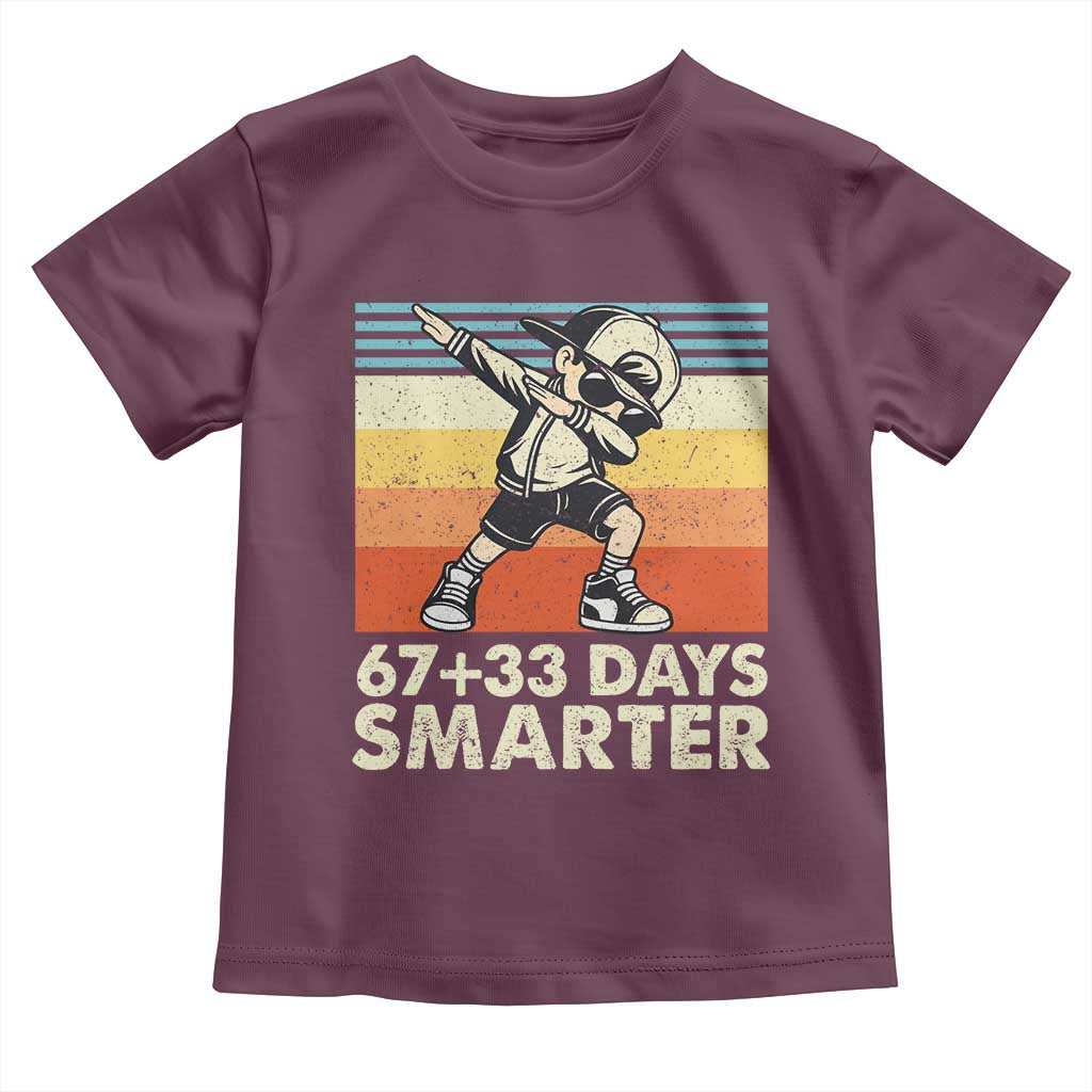 100 Days Smarter Toddler T Shirt Funny 67 33 Six Seven Math Teacher Kids 100th Day TS10 Maroon Print Your Wear