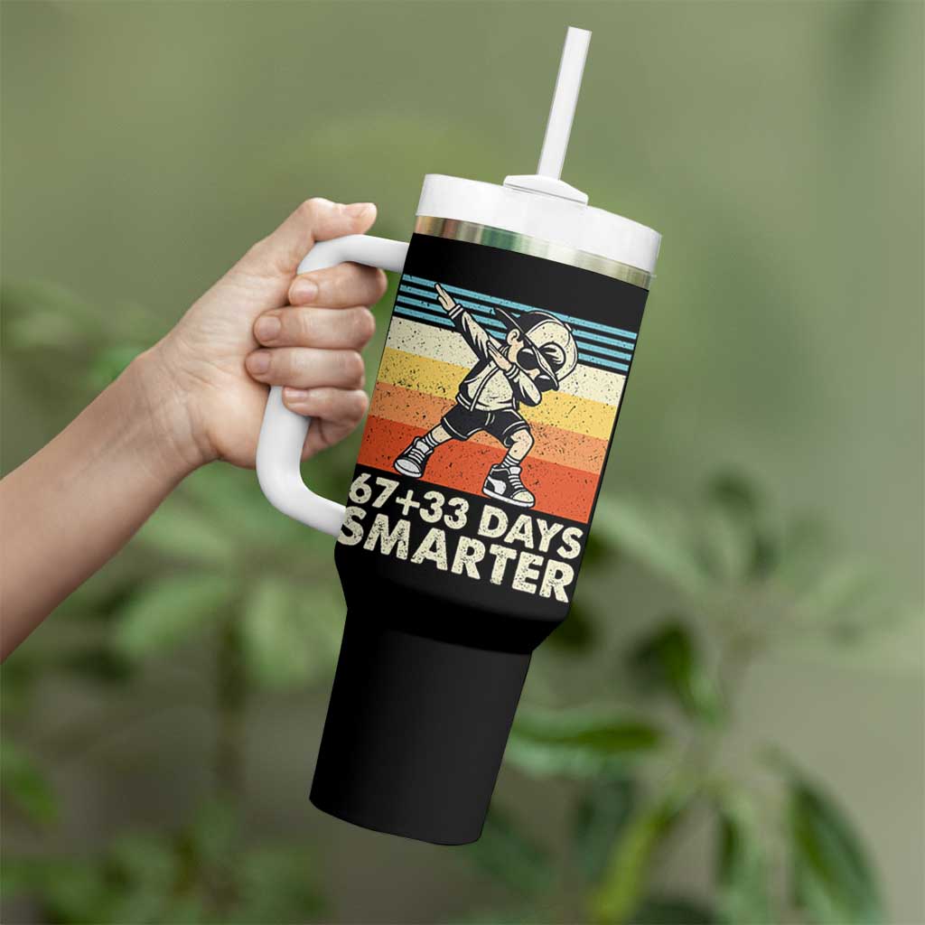 100 Days Smarter Tumbler With Handle Funny 67 33 Six Seven Math Teacher Kids 100th Day TS10 Print Your Wear