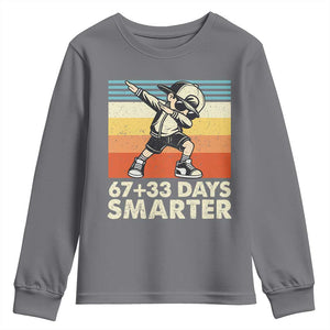 100 Days Smarter Youth Sweatshirt Funny 67 33 Six Seven Math Teacher Kids 100th Day TS10 Charcoal Print Your Wear