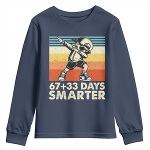 100 Days Smarter Youth Sweatshirt Funny 67 33 Six Seven Math Teacher Kids 100th Day TS10 Navy Print Your Wear