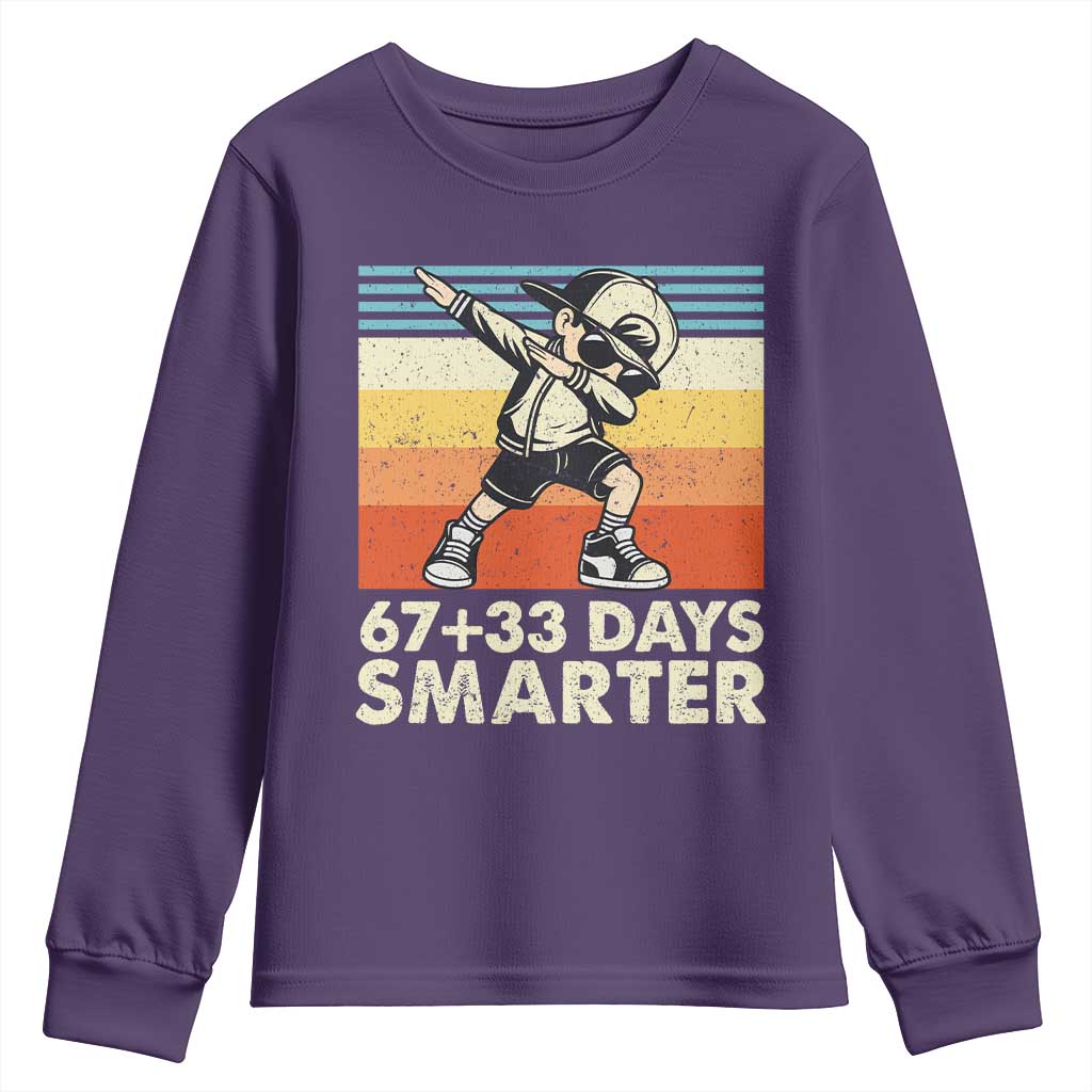 100 Days Smarter Youth Sweatshirt Funny 67 33 Six Seven Math Teacher Kids 100th Day TS10 Purple Print Your Wear