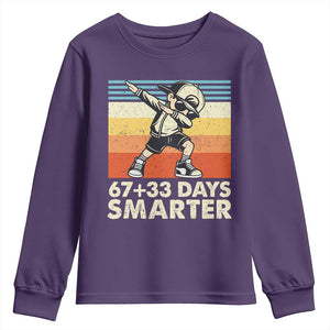 100 Days Smarter Youth Sweatshirt Funny 67 33 Six Seven Math Teacher Kids 100th Day TS10 Purple Print Your Wear