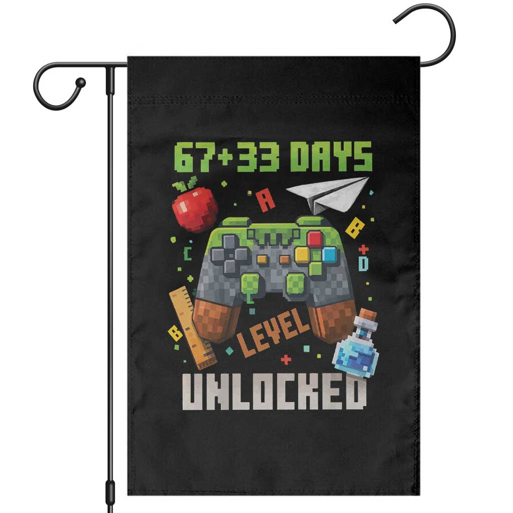 67 33 100 Days Level Unlocked Garden Flag Gaming 100th Day of School Boys Kid TS10 Black Print Your Wear