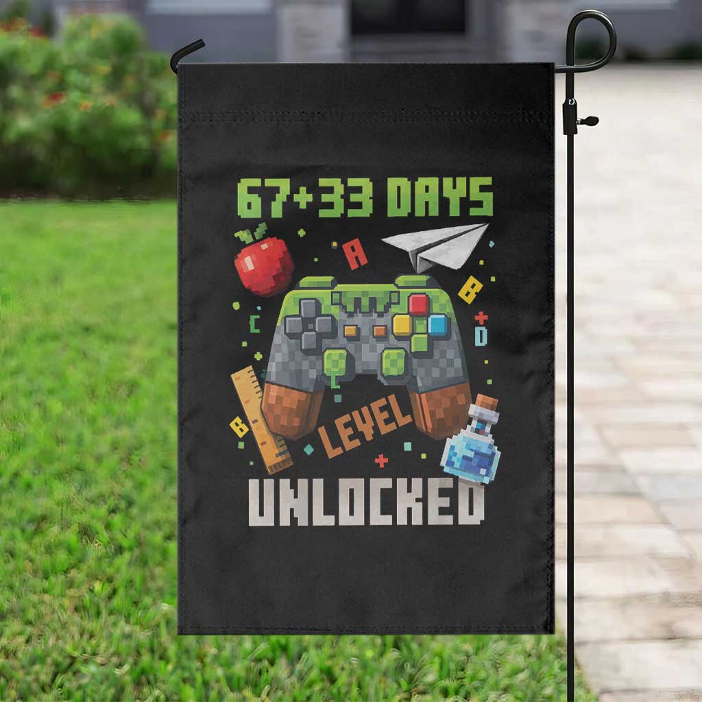 67 33 100 Days Level Unlocked Garden Flag Gaming 100th Day of School Boys Kid TS10 Print Your Wear