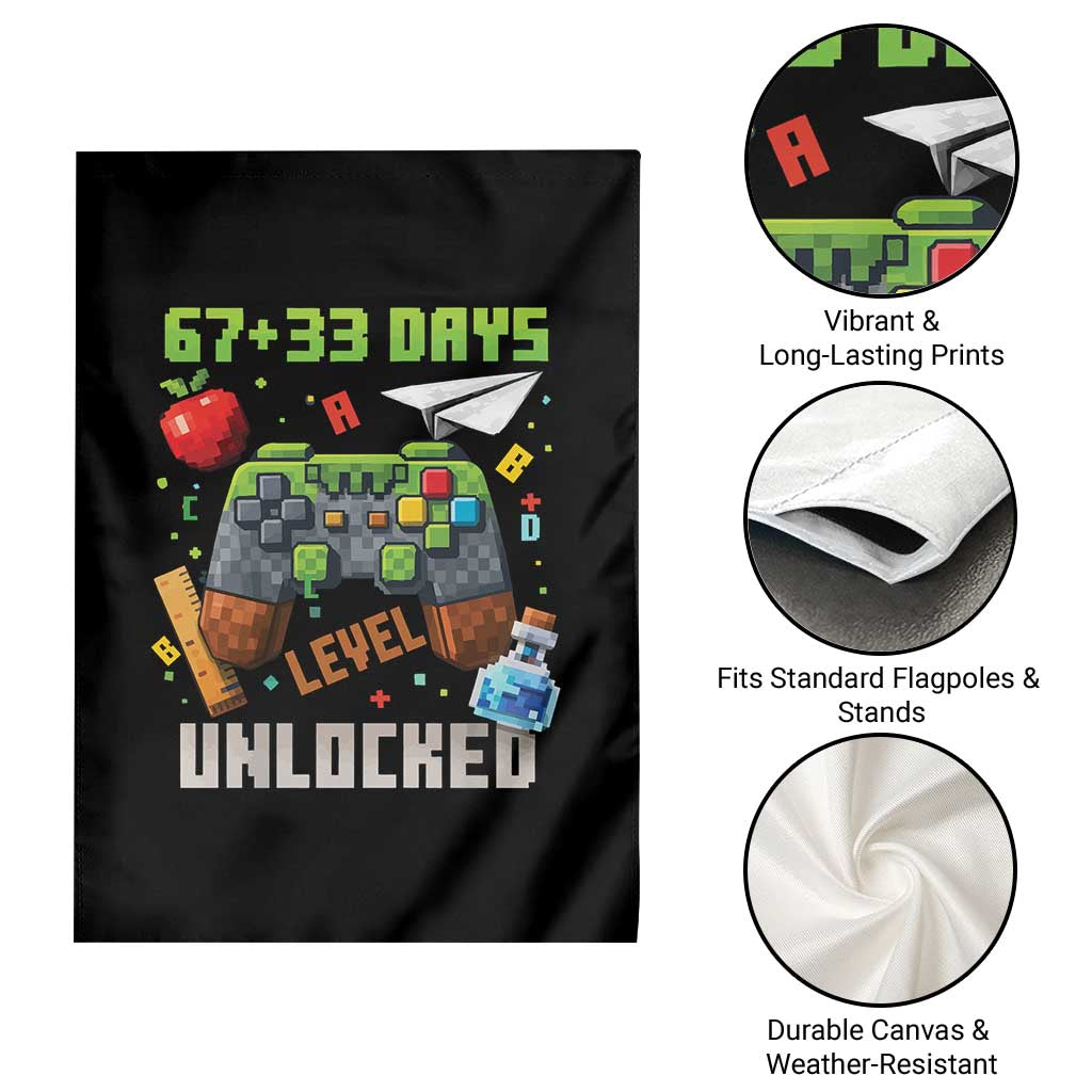 67 33 100 Days Level Unlocked Garden Flag Gaming 100th Day of School Boys Kid TS10 Print Your Wear