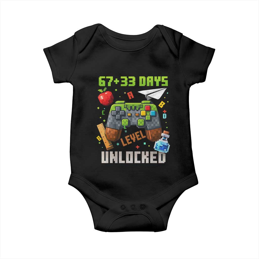 67 33 100 Days Level Unlocked Baby Onesie Gaming 100th Day of School Boys Kid TS10 Black Print Your Wear