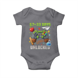 67 33 100 Days Level Unlocked Baby Onesie Gaming 100th Day of School Boys Kid TS10 Charcoal Print Your Wear