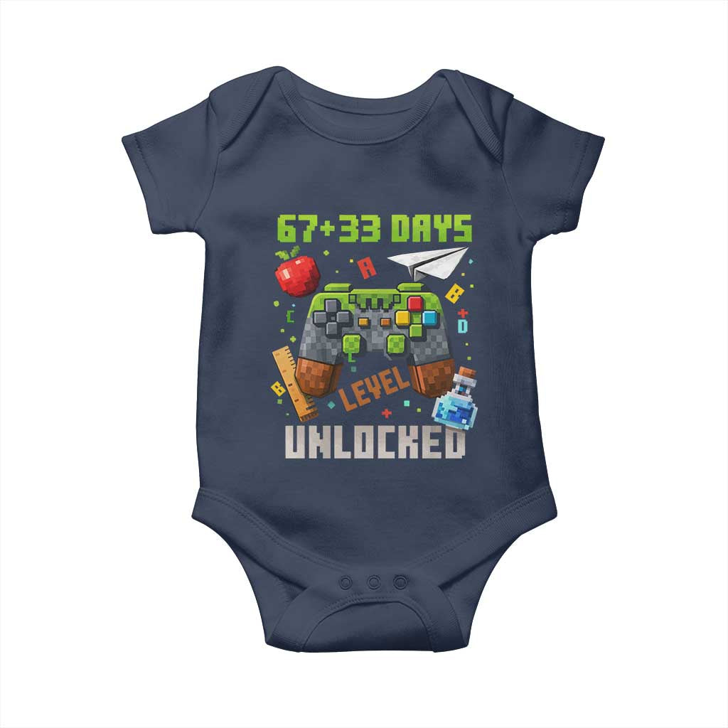 67 33 100 Days Level Unlocked Baby Onesie Gaming 100th Day of School Boys Kid TS10 Navy Print Your Wear