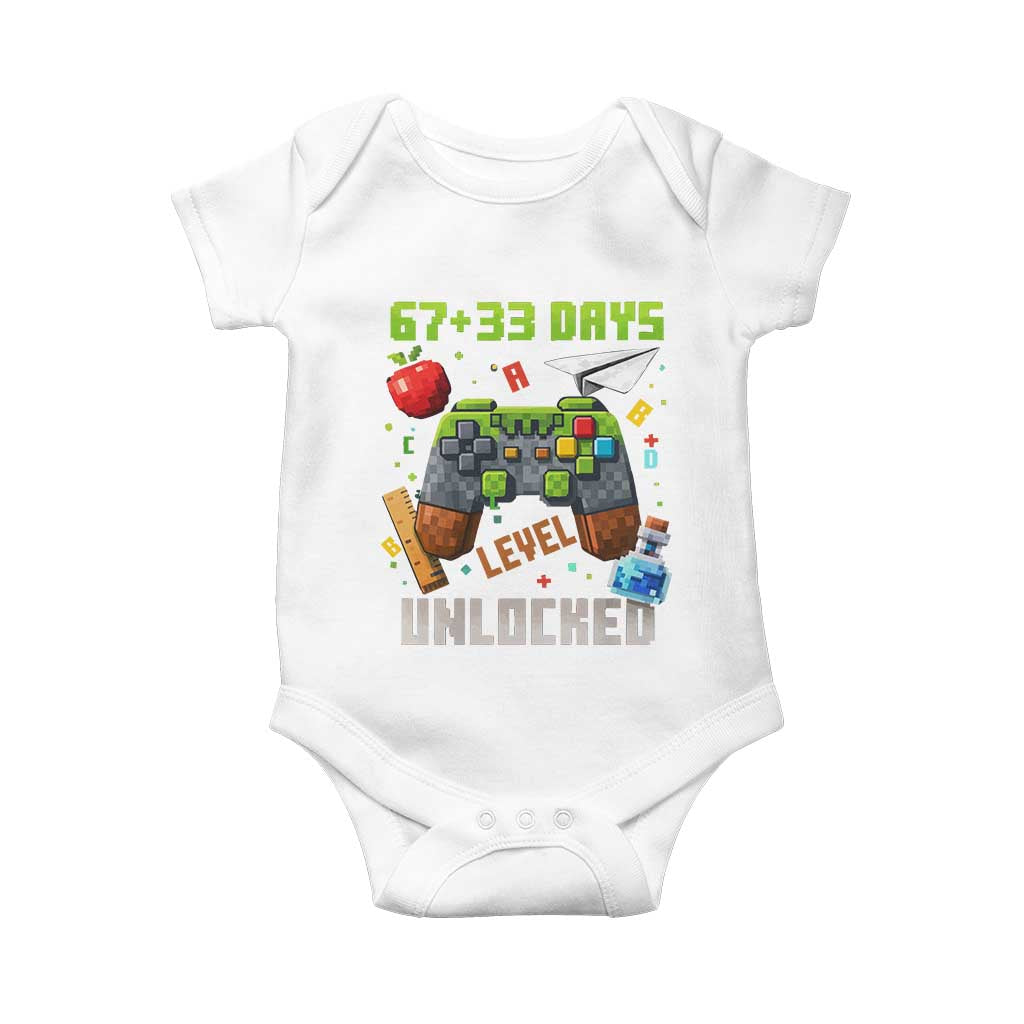 67 33 100 Days Level Unlocked Baby Onesie Gaming 100th Day of School Boys Kid TS10 White Print Your Wear