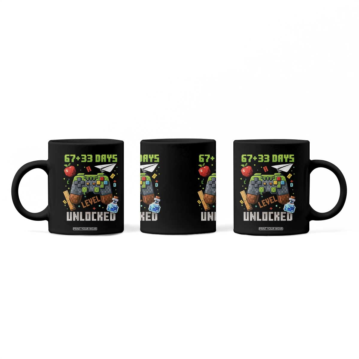 67 33 100 Days Level Unlocked Coffee Mug Gaming 100th Day of School Boys Kid TS10 Print Your Wear