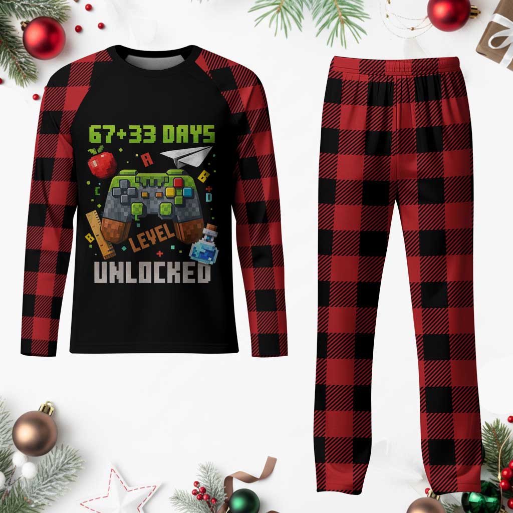 67 33 100 Days Level Unlocked Plaid Pajama Set Gaming 100th Day of School Boys Kid TS10 Buffalo Plaid Print Your Wear