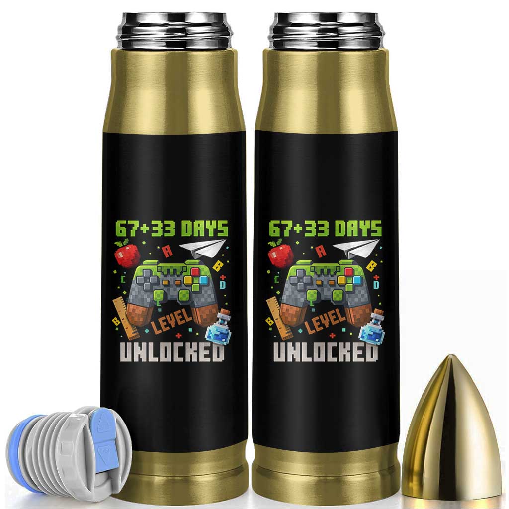 67 33 100 Days Level Unlocked Bullet Tumbler Gaming 100th Day of School Boys Kid TS10 Black Print Your Wear