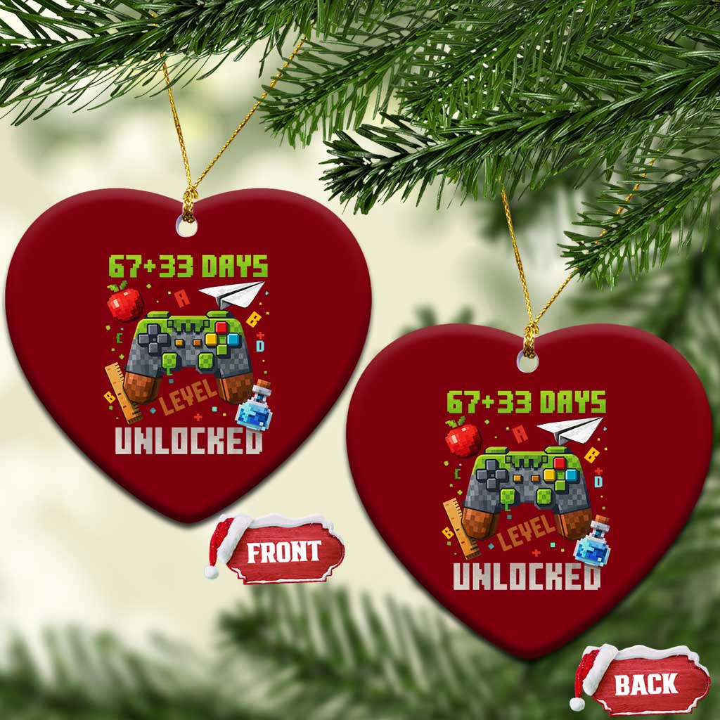 67 33 100 Days Level Unlocked Ceramic Ornament Gaming 100th Day of School Boys Kid TS10 Print Your Wear