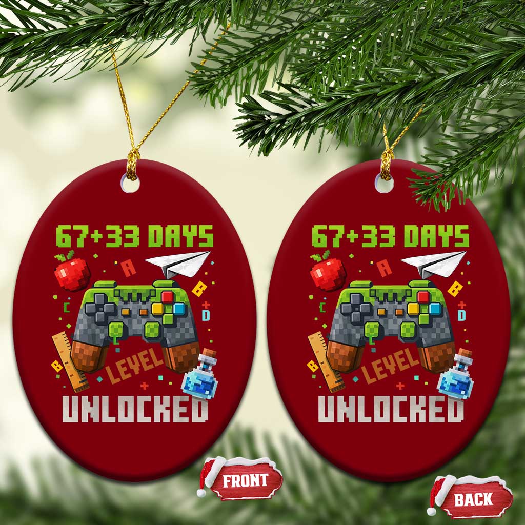 67 33 100 Days Level Unlocked Ceramic Ornament Gaming 100th Day of School Boys Kid TS10 Print Your Wear