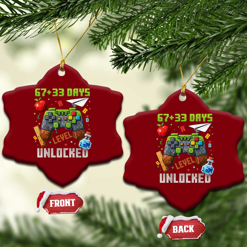 67 33 100 Days Level Unlocked Ceramic Ornament Gaming 100th Day of School Boys Kid TS10 Print Your Wear