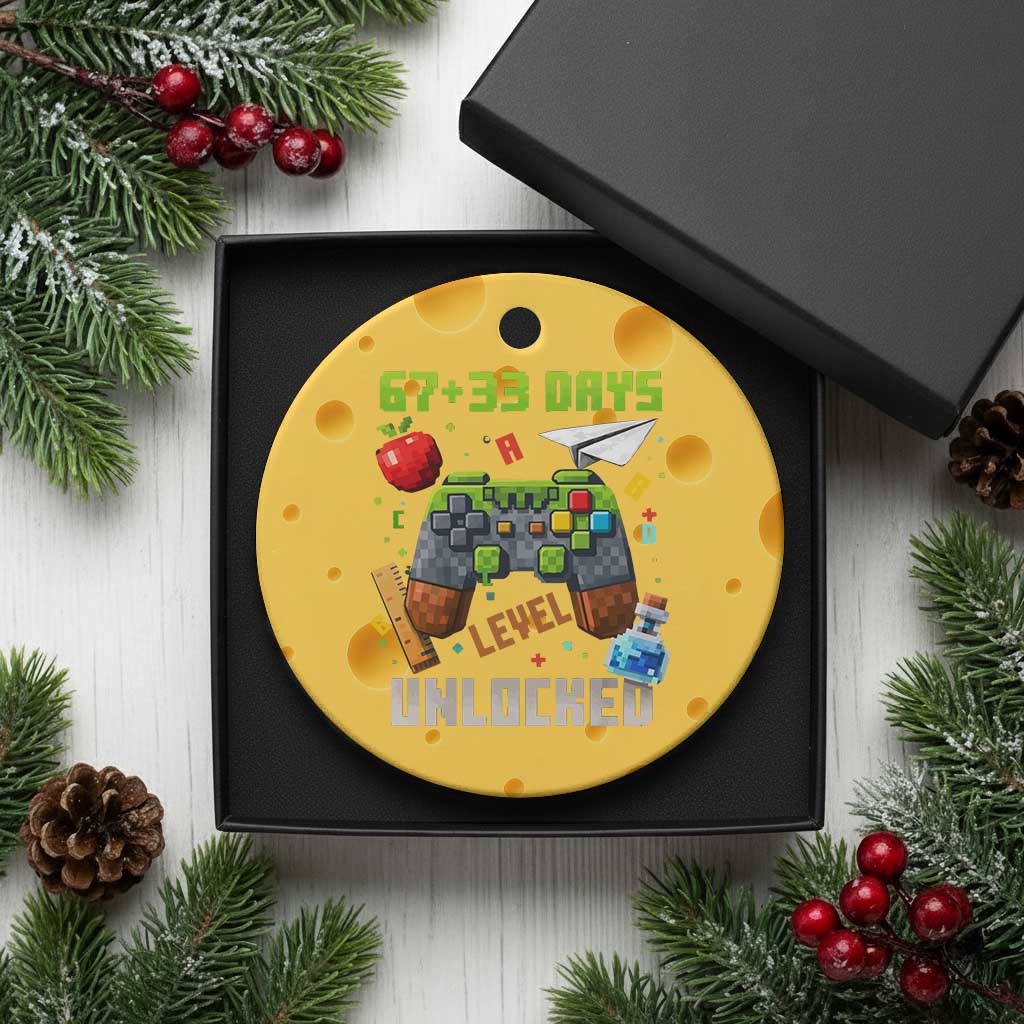 67 33 100 Days Level Unlocked Ceramic Ornament Gaming 100th Day of School Boys Kid TS10 1pc Yellow Cheese Print Your Wear