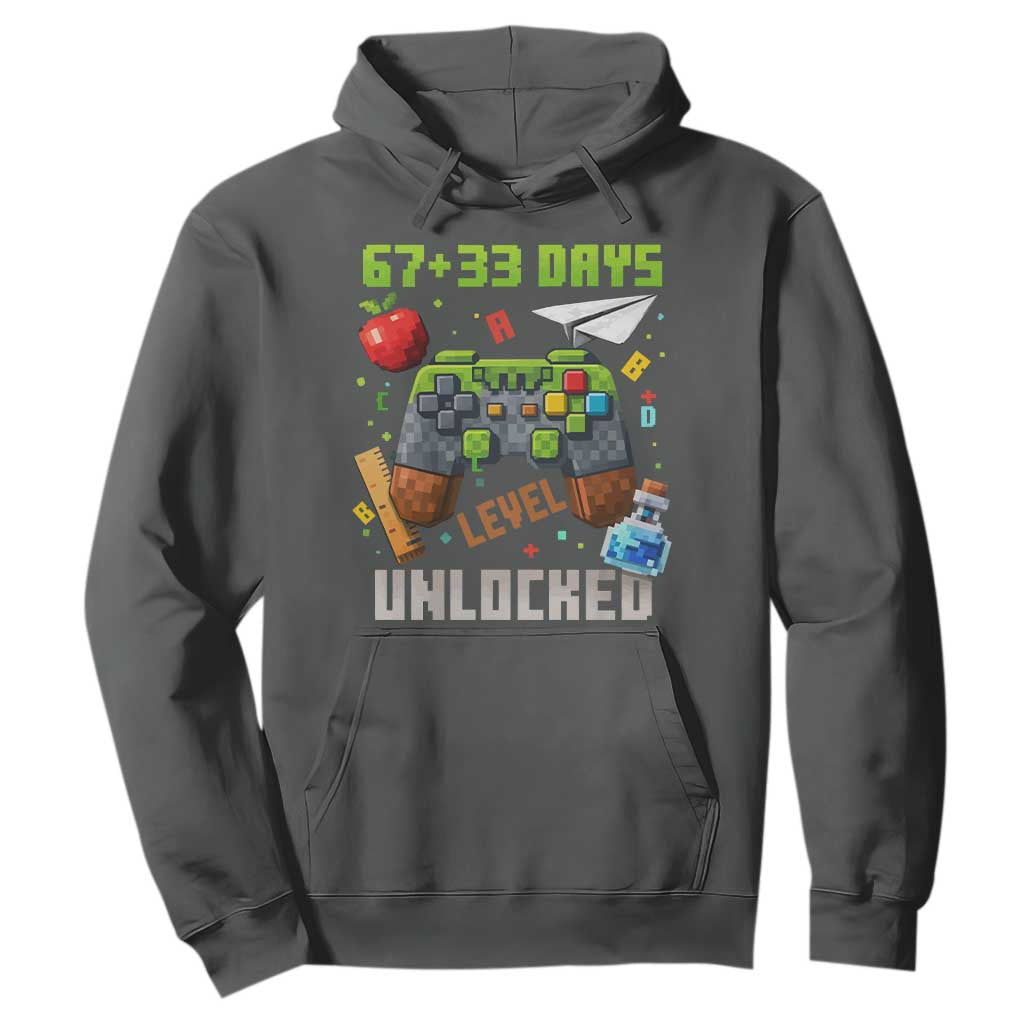 67 33 100 Days Level Unlocked Hoodie Gaming 100th Day of School Boys Kid TS10 Dark Heather Print Your Wear