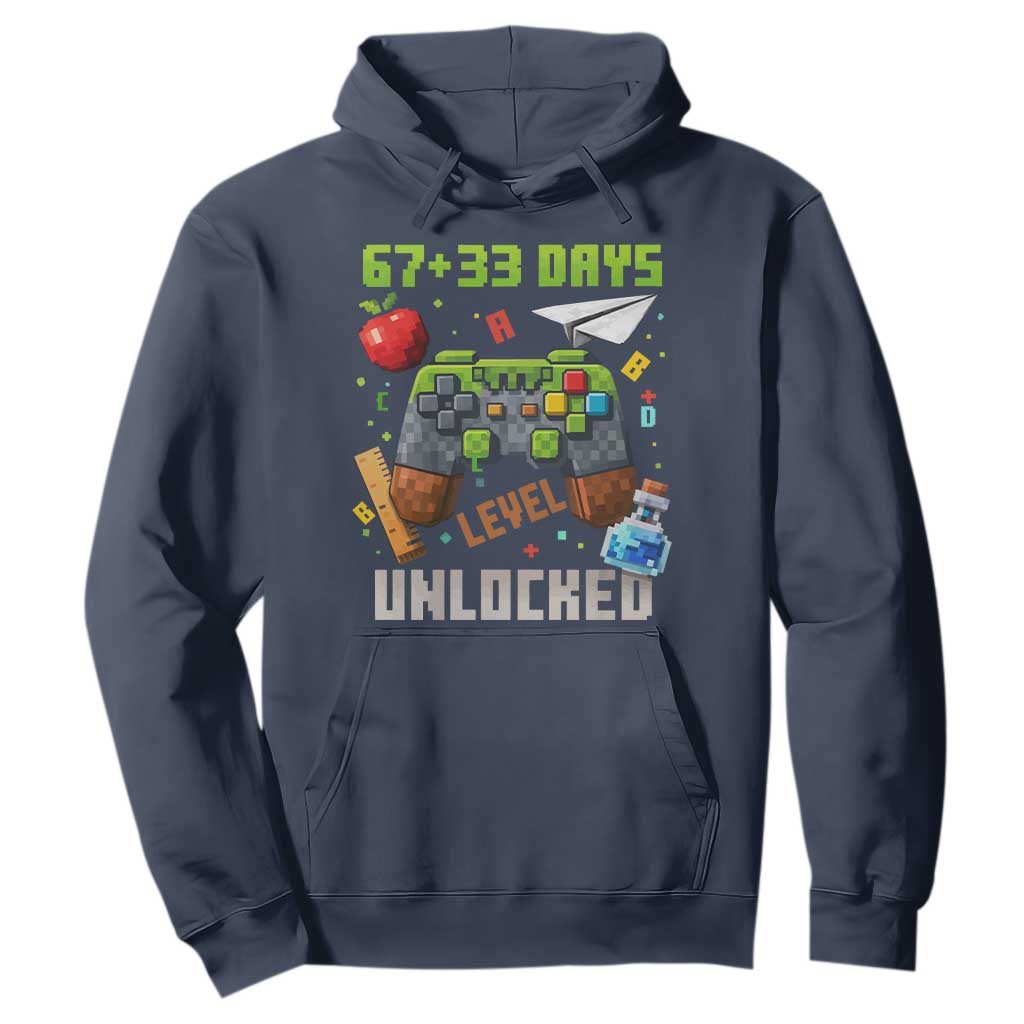 67 33 100 Days Level Unlocked Hoodie Gaming 100th Day of School Boys Kid TS10 Navy Print Your Wear