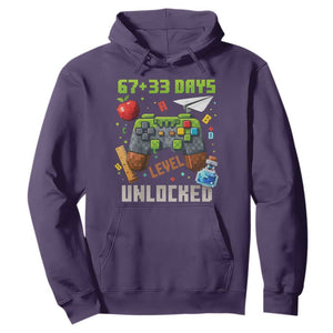 67 33 100 Days Level Unlocked Hoodie Gaming 100th Day of School Boys Kid TS10 Purple Print Your Wear