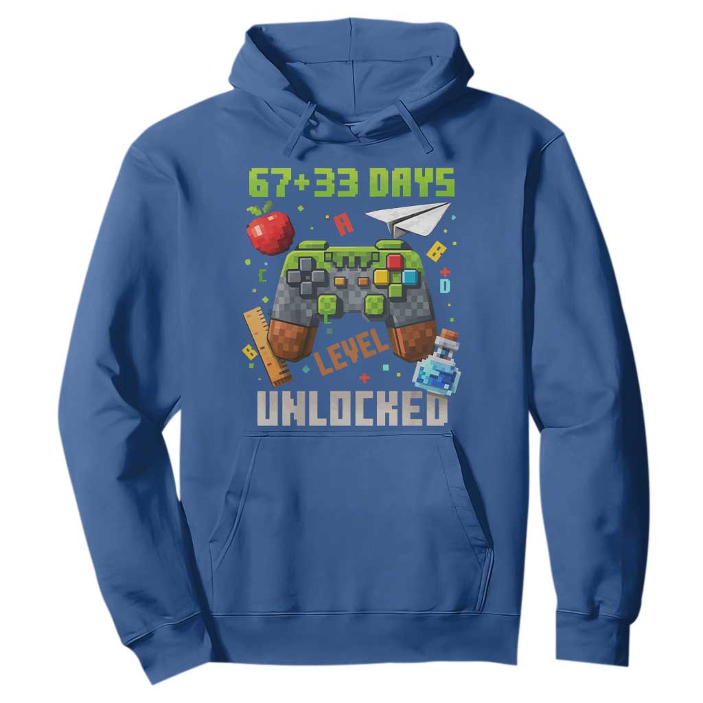 67 33 100 Days Level Unlocked Hoodie Gaming 100th Day of School Boys Kid TS10 Royal Blue Print Your Wear