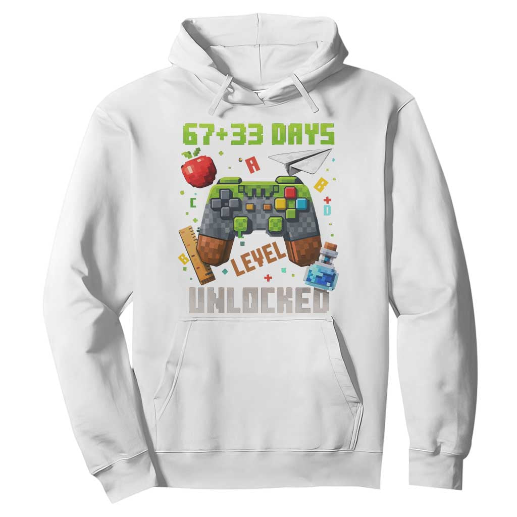 67 33 100 Days Level Unlocked Hoodie Gaming 100th Day of School Boys Kid TS10 White Print Your Wear