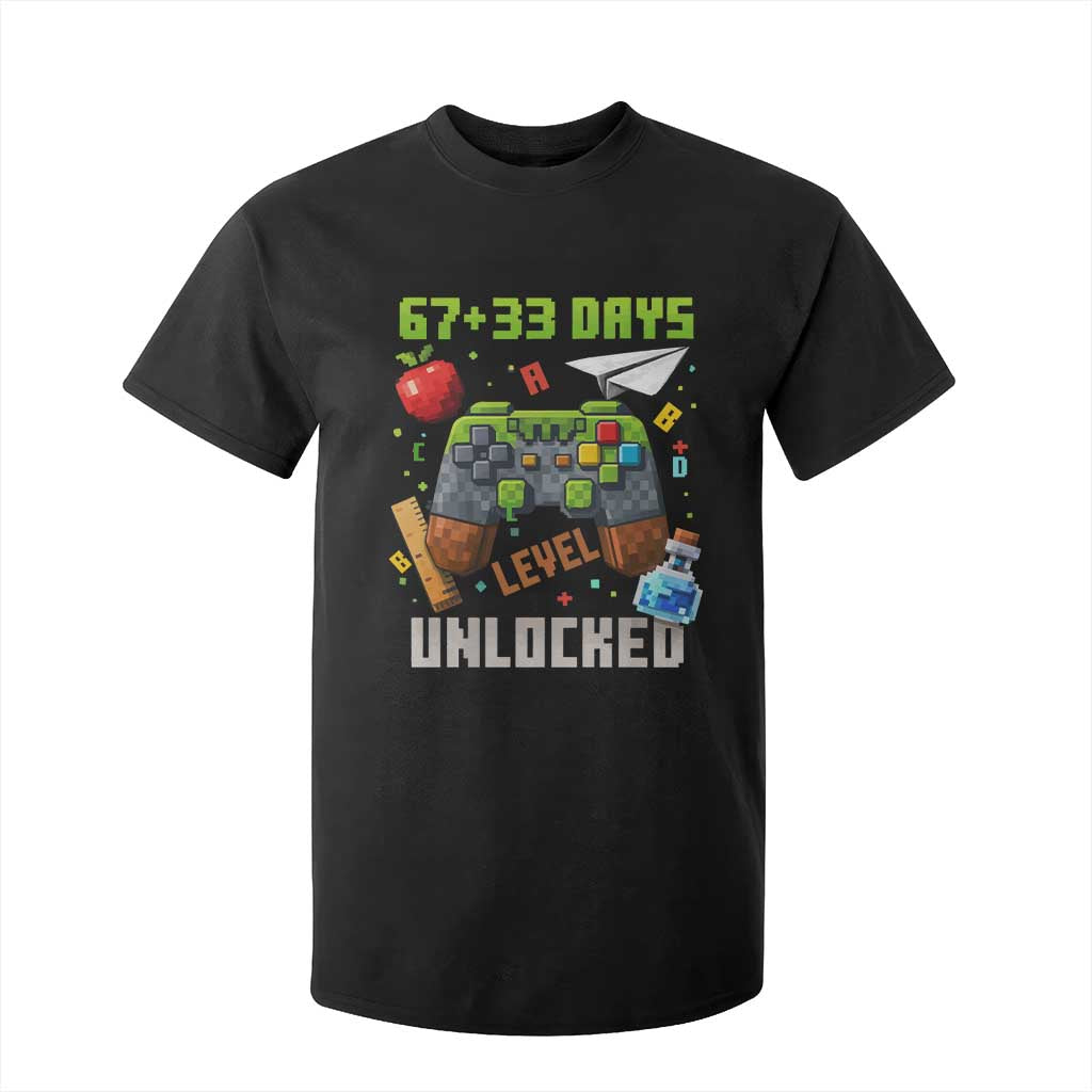 67 33 100 Days Level Unlocked T Shirt For Kid Gaming 100th Day of School Boys Kid TS10 Black Print Your Wear