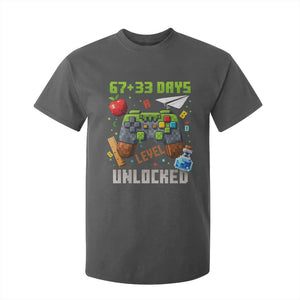 67 33 100 Days Level Unlocked T Shirt For Kid Gaming 100th Day of School Boys Kid TS10 Dark Heather Print Your Wear