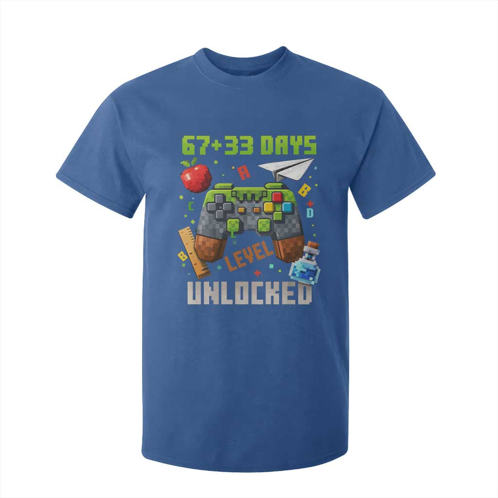 67 33 100 Days Level Unlocked T Shirt For Kid Gaming 100th Day of School Boys Kid TS10 Royal Blue Print Your Wear