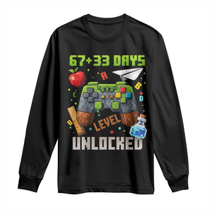 67 33 100 Days Level Unlocked Long Sleeve Shirt Gaming 100th Day of School Boys Kid TS10 Black Print Your Wear