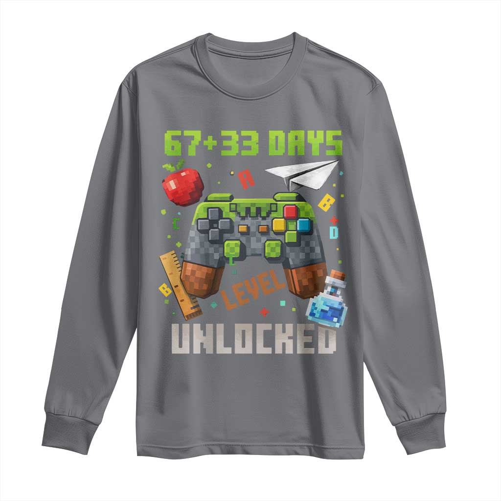 67 33 100 Days Level Unlocked Long Sleeve Shirt Gaming 100th Day of School Boys Kid TS10 Charcoal Print Your Wear