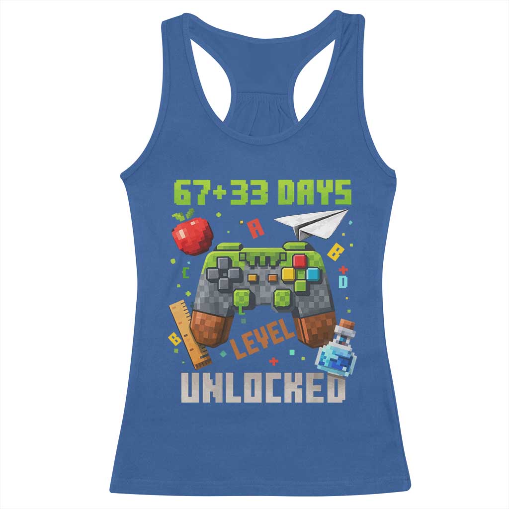 67 33 100 Days Level Unlocked Racerback Tank Top Gaming 100th Day of School Boys Kid TS10 Royal Blue Print Your Wear
