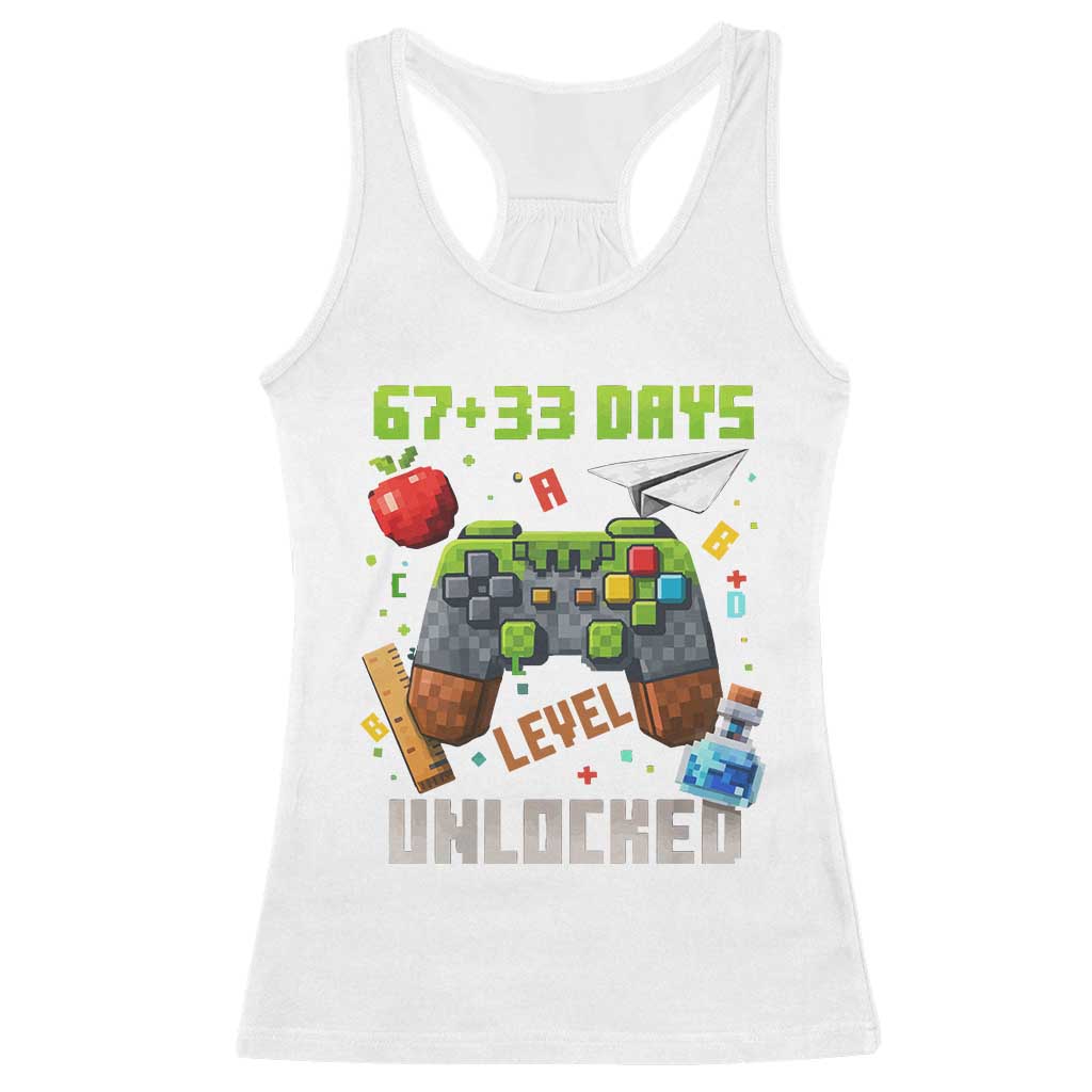 67 33 100 Days Level Unlocked Racerback Tank Top Gaming 100th Day of School Boys Kid TS10 White Print Your Wear