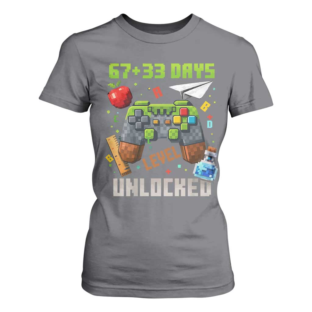 67 33 100 Days Level Unlocked T Shirt For Women Gaming 100th Day of School Boys Kid TS10 Charcoal Print Your Wear