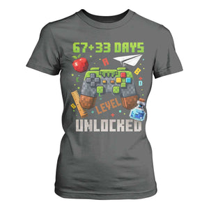 67 33 100 Days Level Unlocked T Shirt For Women Gaming 100th Day of School Boys Kid TS10 Dark Heather Print Your Wear