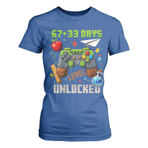 67 33 100 Days Level Unlocked T Shirt For Women Gaming 100th Day of School Boys Kid TS10 Royal Blue Print Your Wear