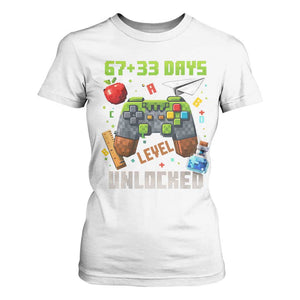 67 33 100 Days Level Unlocked T Shirt For Women Gaming 100th Day of School Boys Kid TS10 White Print Your Wear