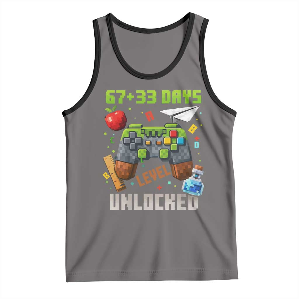 67 33 100 Days Level Unlocked Tank Top Gaming 100th Day of School Boys Kid TS10 Deep Heather Black Print Your Wear