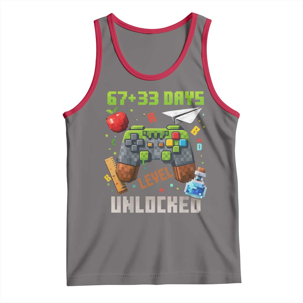 67 33 100 Days Level Unlocked Tank Top Gaming 100th Day of School Boys Kid TS10 Deep Heather Red Print Your Wear