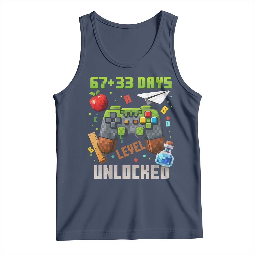 67 33 100 Days Level Unlocked Tank Top Gaming 100th Day of School Boys Kid TS10 Navy Print Your Wear