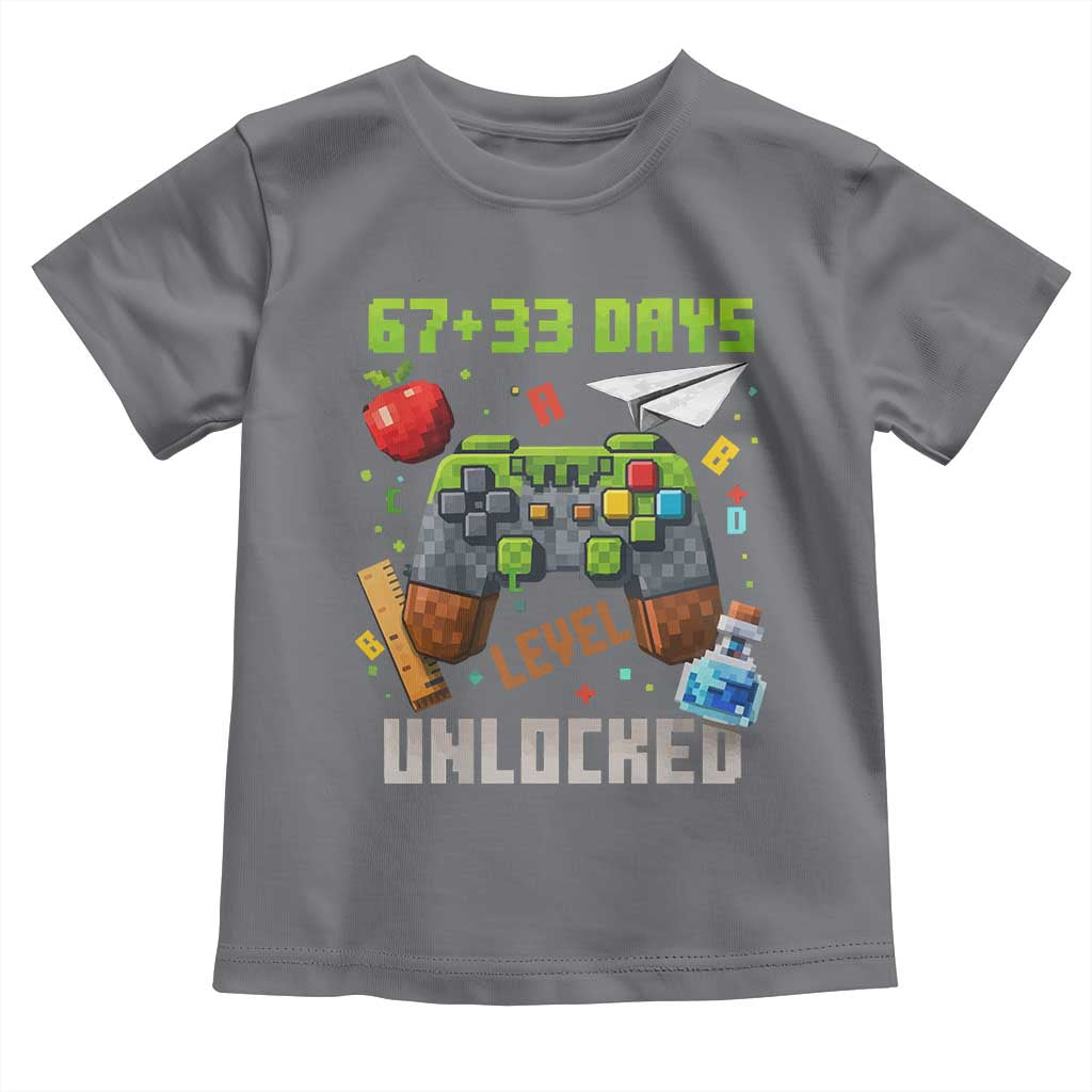 67 33 100 Days Level Unlocked Toddler T Shirt Gaming 100th Day of School Boys Kid TS10 Charcoal Print Your Wear