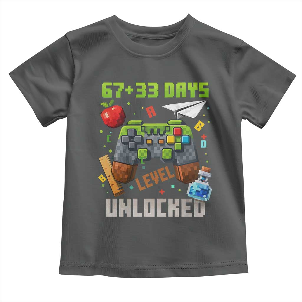 67 33 100 Days Level Unlocked Toddler T Shirt Gaming 100th Day of School Boys Kid TS10 Dark Heather Print Your Wear