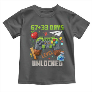 67 33 100 Days Level Unlocked Toddler T Shirt Gaming 100th Day of School Boys Kid TS10 Dark Heather Print Your Wear